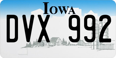 IA license plate DVX992