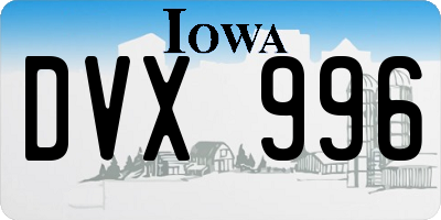 IA license plate DVX996