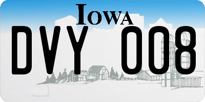 IA license plate DVY008
