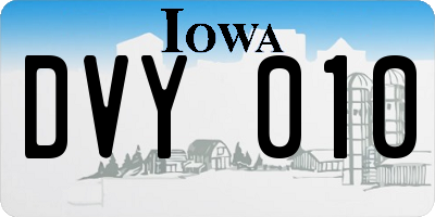 IA license plate DVY010
