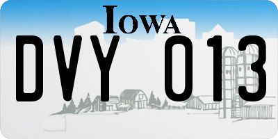 IA license plate DVY013