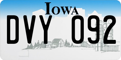 IA license plate DVY092