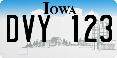 IA license plate DVY123