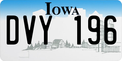 IA license plate DVY196