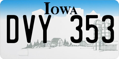 IA license plate DVY353