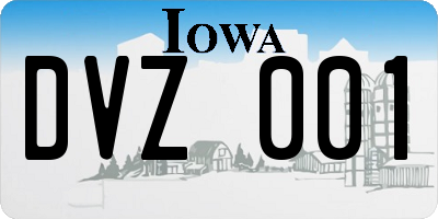 IA license plate DVZ001