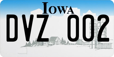 IA license plate DVZ002