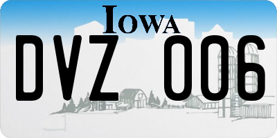 IA license plate DVZ006