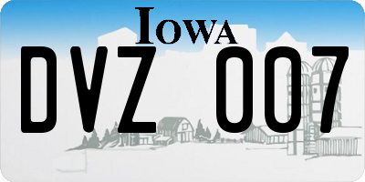 IA license plate DVZ007