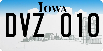 IA license plate DVZ010
