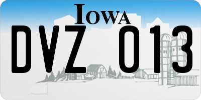 IA license plate DVZ013