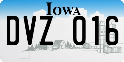 IA license plate DVZ016