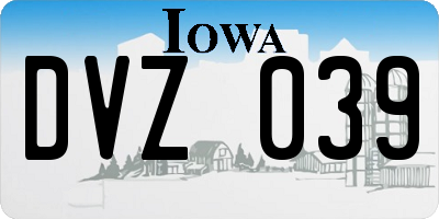 IA license plate DVZ039