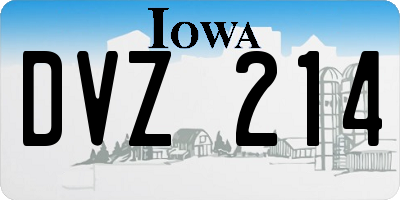 IA license plate DVZ214