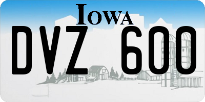 IA license plate DVZ600