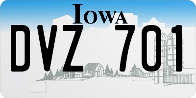 IA license plate DVZ701