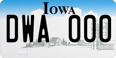 IA license plate DWA000