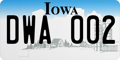 IA license plate DWA002