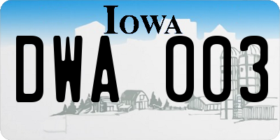 IA license plate DWA003