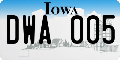 IA license plate DWA005