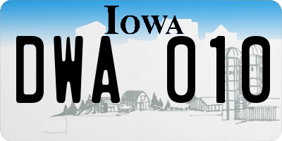 IA license plate DWA010