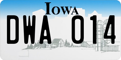 IA license plate DWA014