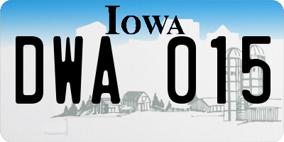 IA license plate DWA015