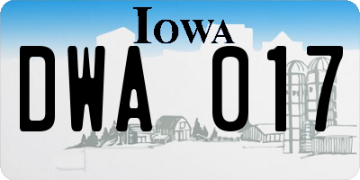 IA license plate DWA017