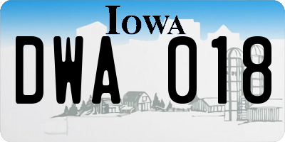 IA license plate DWA018
