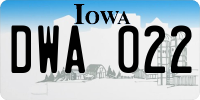 IA license plate DWA022