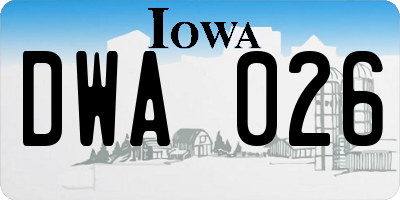 IA license plate DWA026