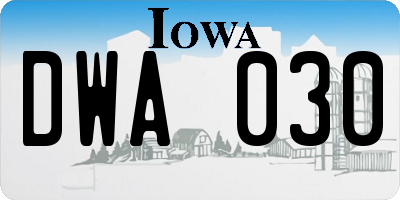 IA license plate DWA030