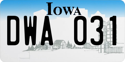 IA license plate DWA031