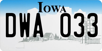 IA license plate DWA033