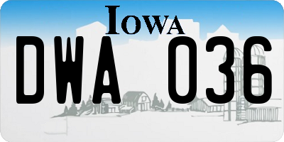 IA license plate DWA036