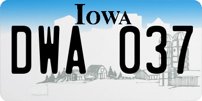 IA license plate DWA037