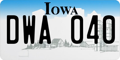 IA license plate DWA040