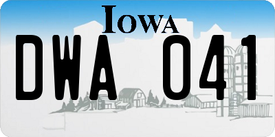 IA license plate DWA041