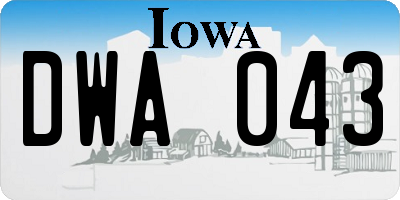 IA license plate DWA043