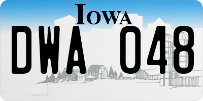 IA license plate DWA048