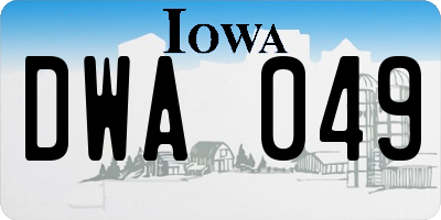 IA license plate DWA049