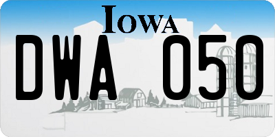 IA license plate DWA050