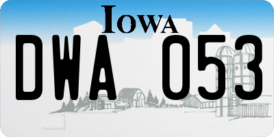IA license plate DWA053