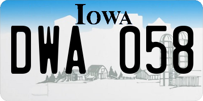 IA license plate DWA058