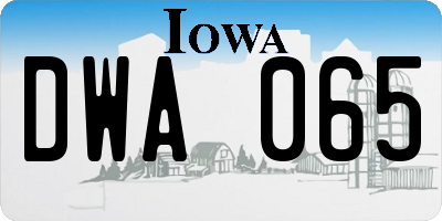 IA license plate DWA065