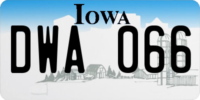 IA license plate DWA066
