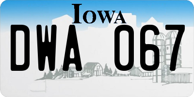 IA license plate DWA067