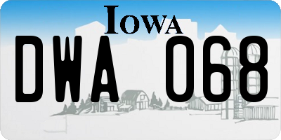 IA license plate DWA068