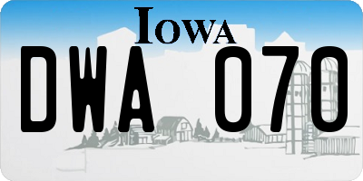IA license plate DWA070
