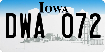 IA license plate DWA072